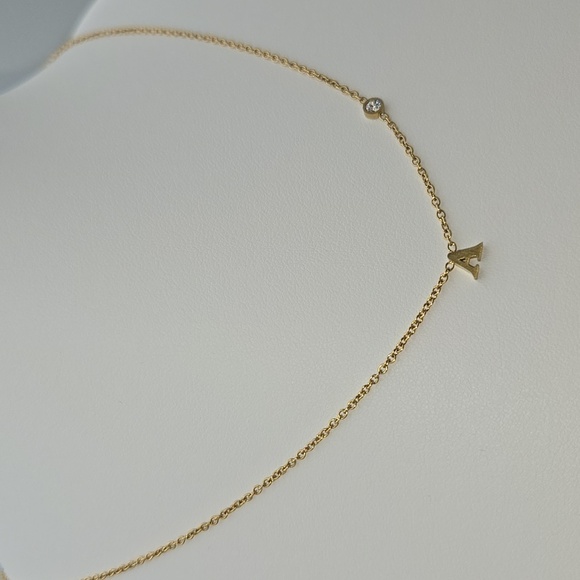 ✨2/$10✨ Letter A Initial and Diamond Necklace 19'' Stainless Steel - Picture 3 of 6